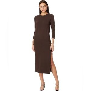 Norma Kamali 3/4 Sleeve Tailored Terry Gown Brown